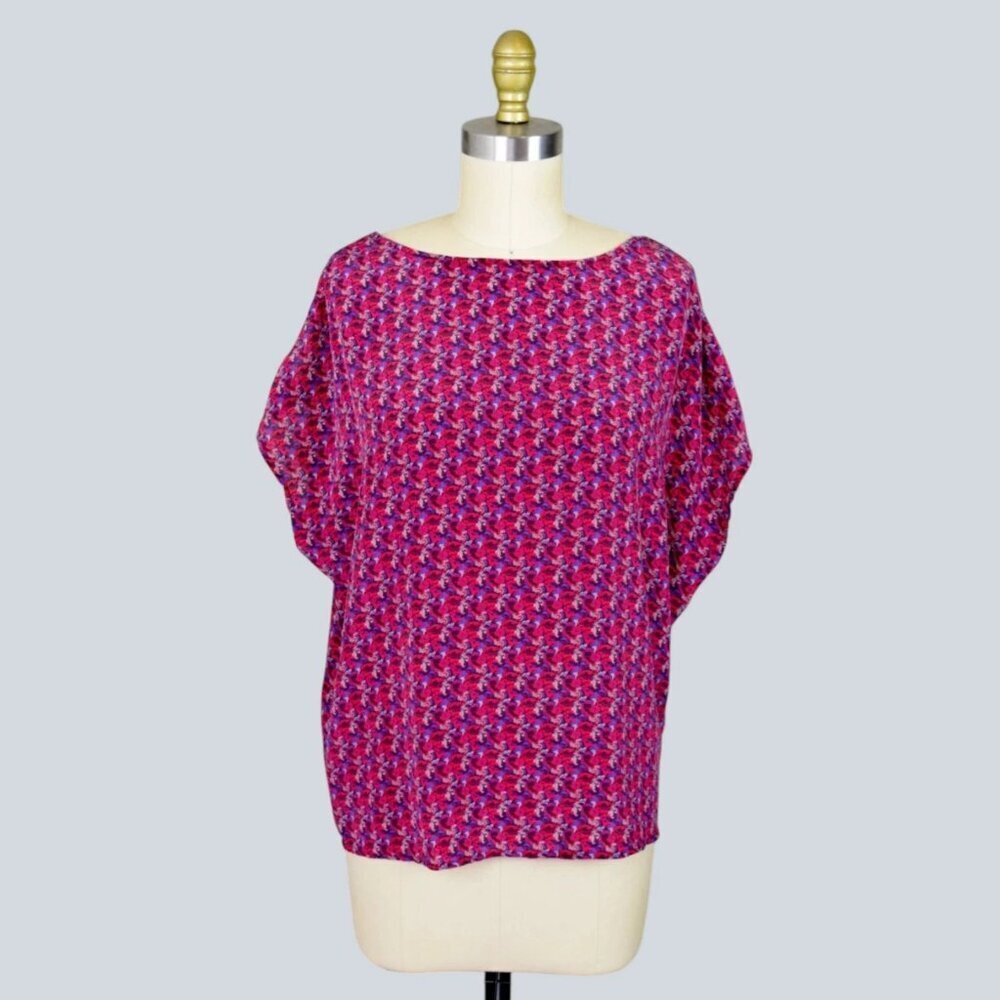 JOIE MEADOW CURRENT 100% SILK ABSTRACT CUTOUT COLD SHOULDER TOP